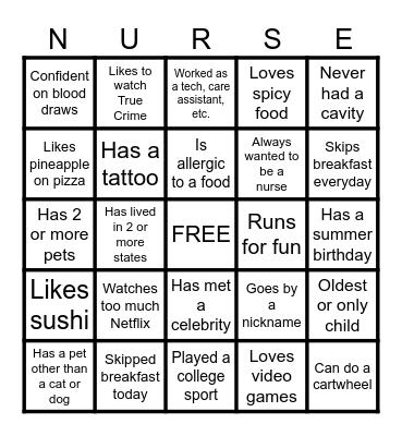 Nurse Residency Program Bingo Card