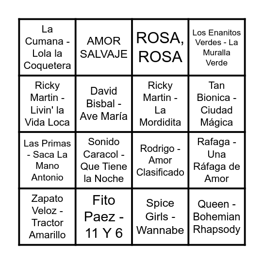 BINGO MUSICAL Bingo Card