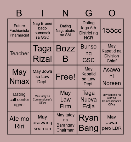 GSC Bingo Card