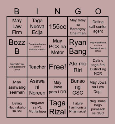 GSC Bingo Card