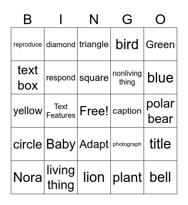 Living Things Bingo Card