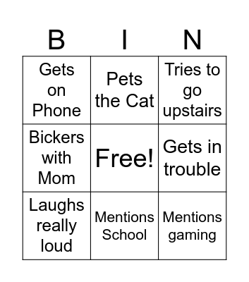 Dom Bingo Card