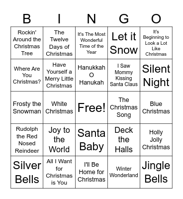 Winter Holiday Song Bingo! Bingo Card