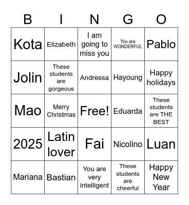 PRE-INTERMEDIATE 1 DAY Bingo Card