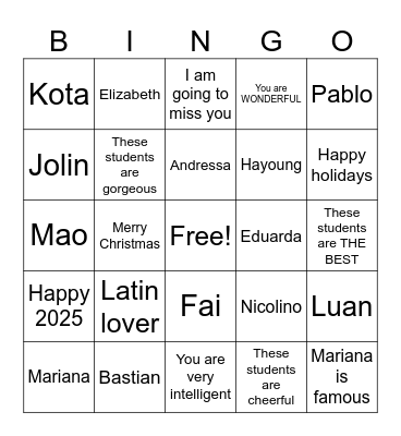 PRE-INTERMEDIATE 1 DAY Bingo Card