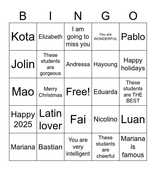 PRE-INTERMEDIATE 1 DAY Bingo Card