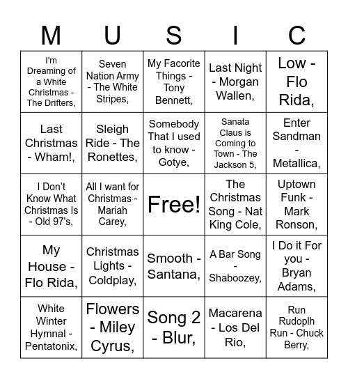 Holiday Bingo Card