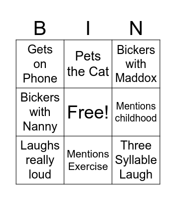 Jay Jay Bingo Card