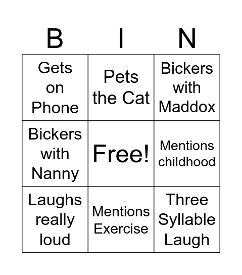 Jay Jay Bingo Card