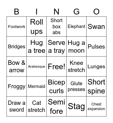 Pilates Holiday Bingo Card