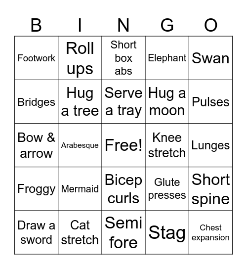 Pilates Holiday Bingo Card