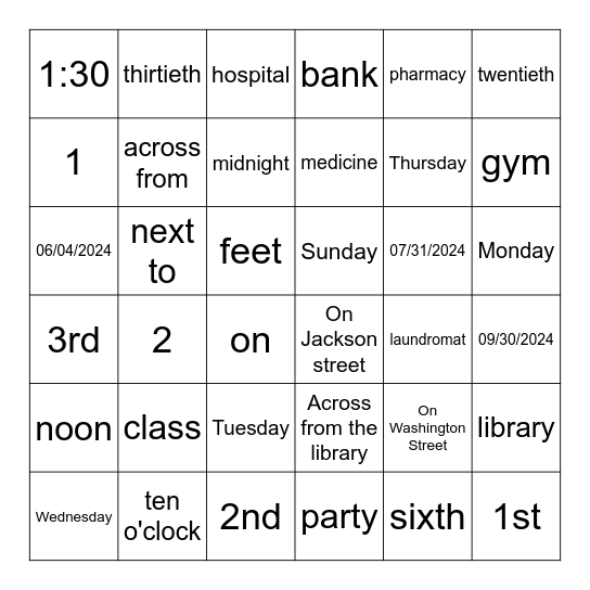 BINGO Card