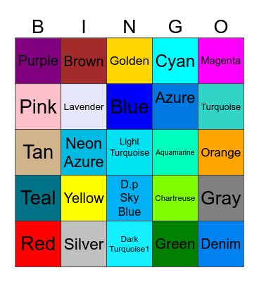 Color Bingo I - II Bingo Card