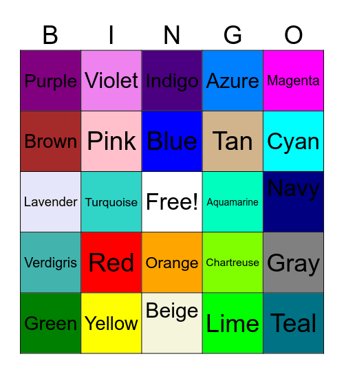 Color Bingo I Bingo Card