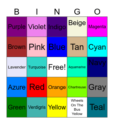 Color Bingo I Bingo Card