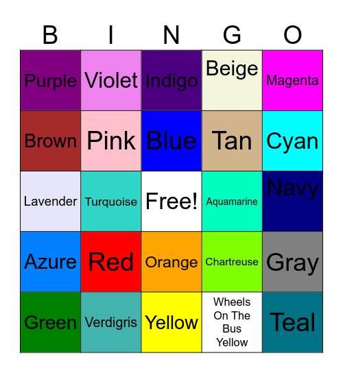 Color Bingo I Bingo Card