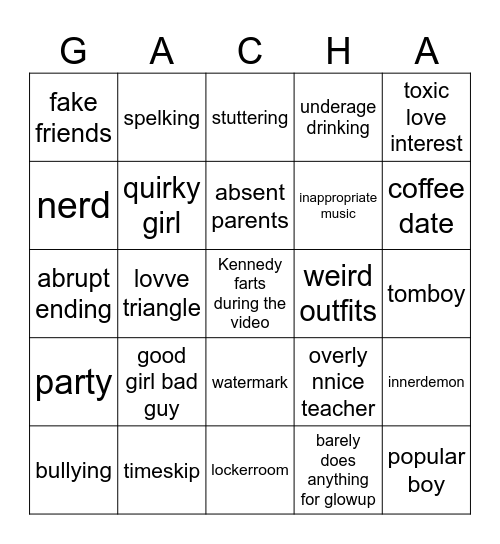 Gacha Bingo Card