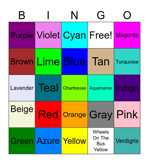 Color Bingo I Bingo Card