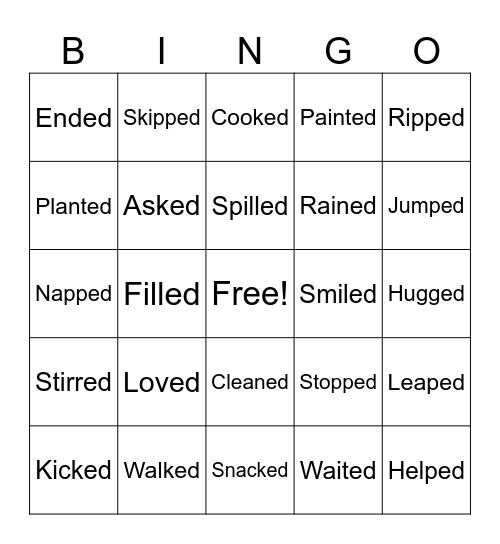 Three Sounds of -Ed Bingo Card