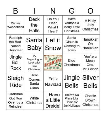 Happy Holidays Bingo Card