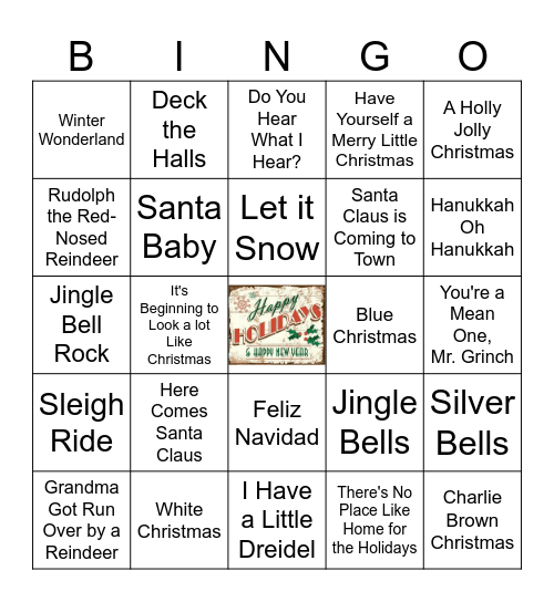 Happy Holidays Bingo Card