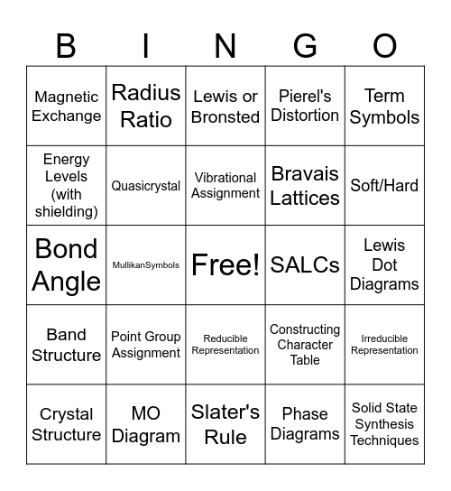 104A Bingo Card