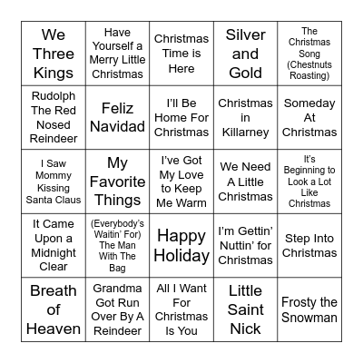 Christmas Music Bingo Card