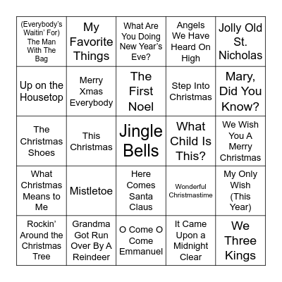 Christmas Music Bingo Card