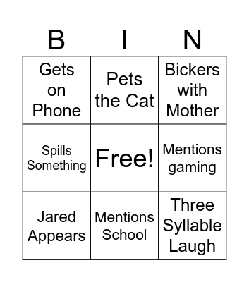 Maddox Bingo Card