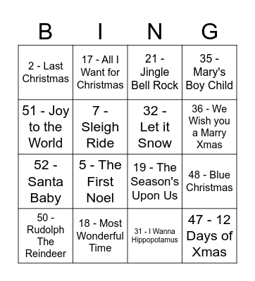 Christmas Gifts Bingo Card