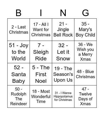 Christmas Special Bingo Card