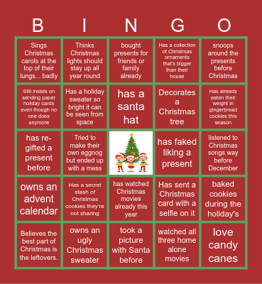 Virtual Holiday Bingo Card