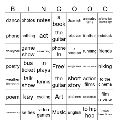 Unit 1 Vocabulary Bingo Card
