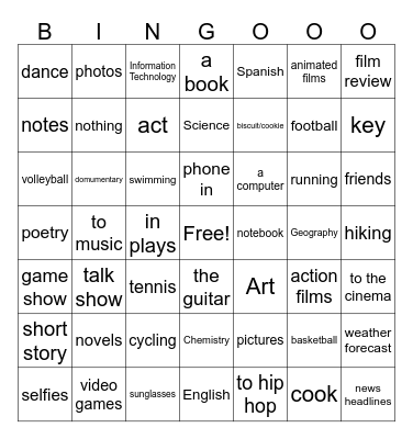 Unit 1 Vocabulary Bingo Card