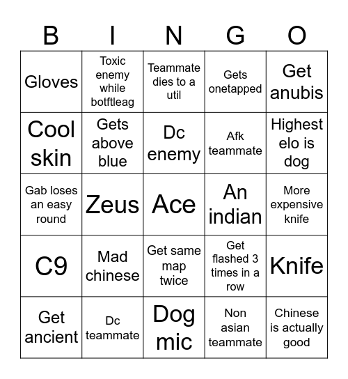 Untitled Bingo Card