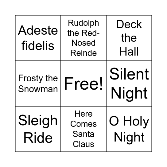 Musical Bingo 🎄 Bingo Card