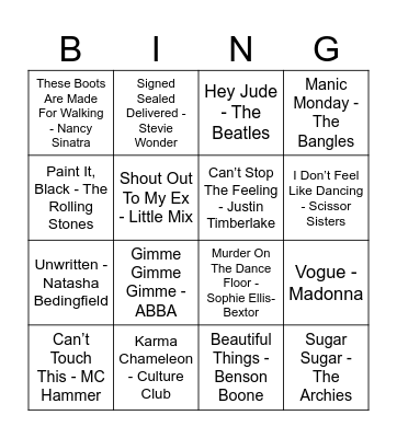 Rock And Roll Bingo With Paul! Bingo Card