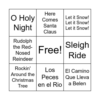 Musical Bingo 🎄 Bingo Card
