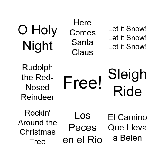 Musical Bingo 🎄 Bingo Card