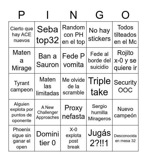 Open 4 - 2024 Bingo Card