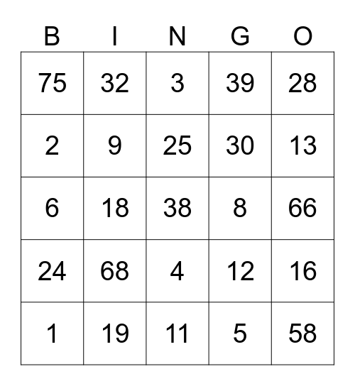 Bingo Madness Bingo Card
