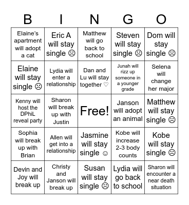 2024 PREDICTIONS Bingo Card