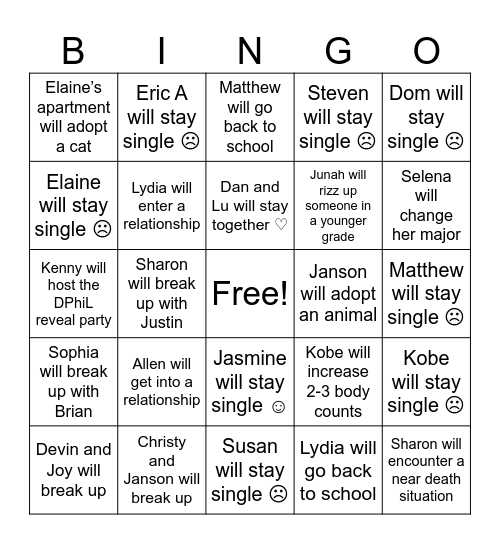 2024 PREDICTIONS Bingo Card