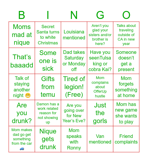 Chwismas Time 🎄 Bingo Card