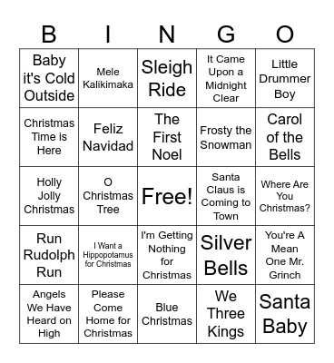 Christmas Music BINGO Card
