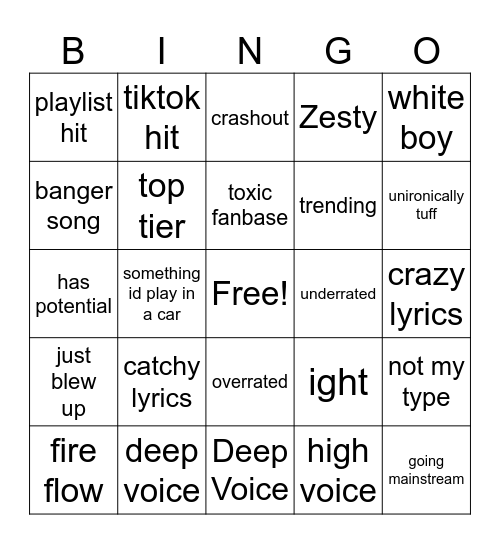 Underground! Bingo Card