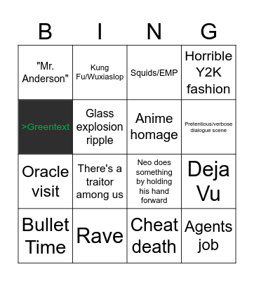 Matrix Bingo Card