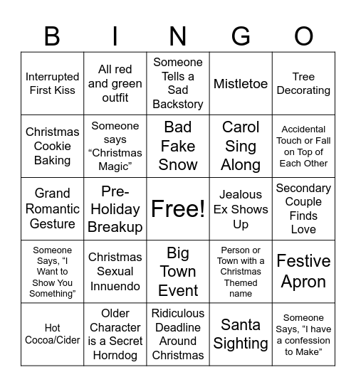 Christmas Movie Bingo Card