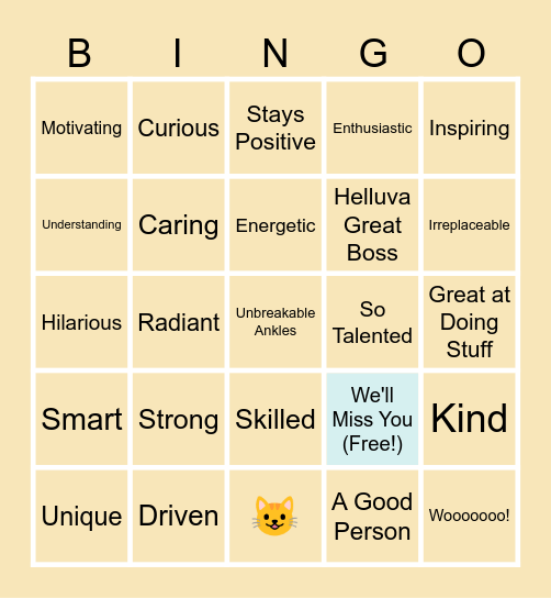 Great Things About Kailey Bingo Card