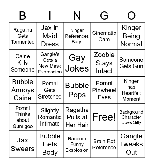 TADC Episode 4 Bingo Card Bingo Card